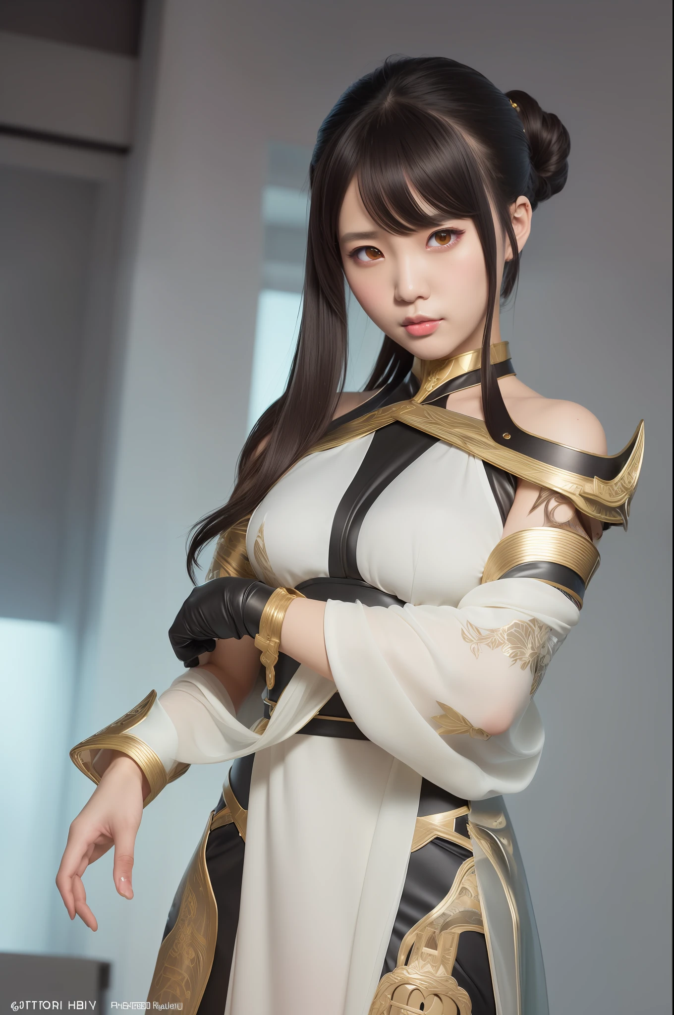 1girl,silver dress,(azur lane\), (Kpop idol), (aegyo sal:1), (light brown short ponytail:0.8), ((puby eyes)),,hanfugirl,light green Hanfu,print,best quality , masterpiece, high resolution, 1 girl, pretty face, chinese clothes in superhero leather uniform, (super detailed metal armor), colorful, painting burst, artstation, concept art, smooth, sharp focus, illustration, background with east asian architecture, artwork by artgerm, greg rutkowski and alphonse mucha,