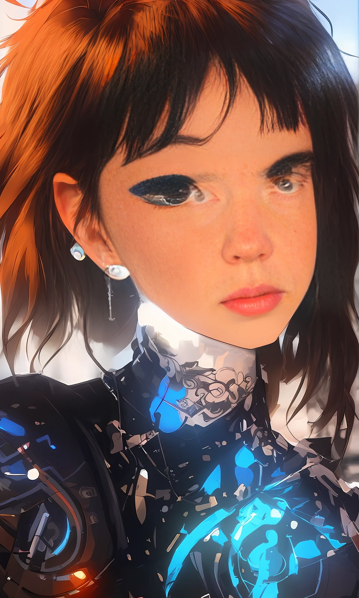 A close up of a woman with a futuristic look on her face - SeaArt AI