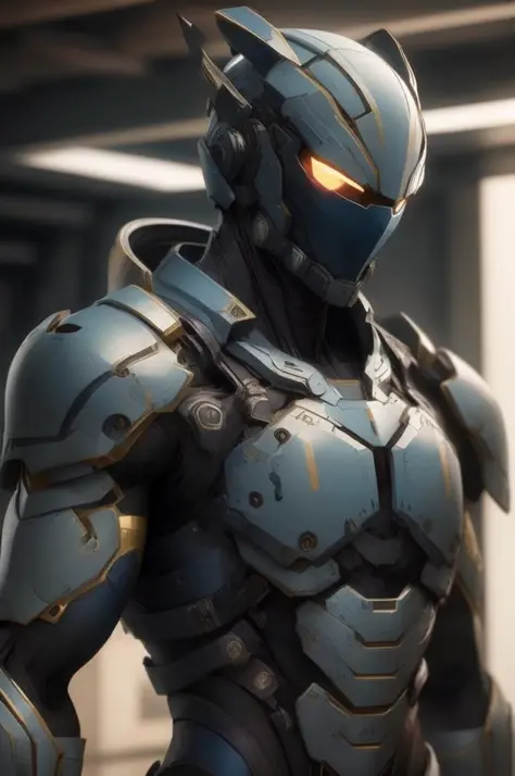 "The Honolulu Dark red armored boy stands before us, illuminated by the best lighting and shadowing effects. The ultra-detailed armor plate details glisten as he strikes a dynamic pose, looking directly at the viewer with confidence."