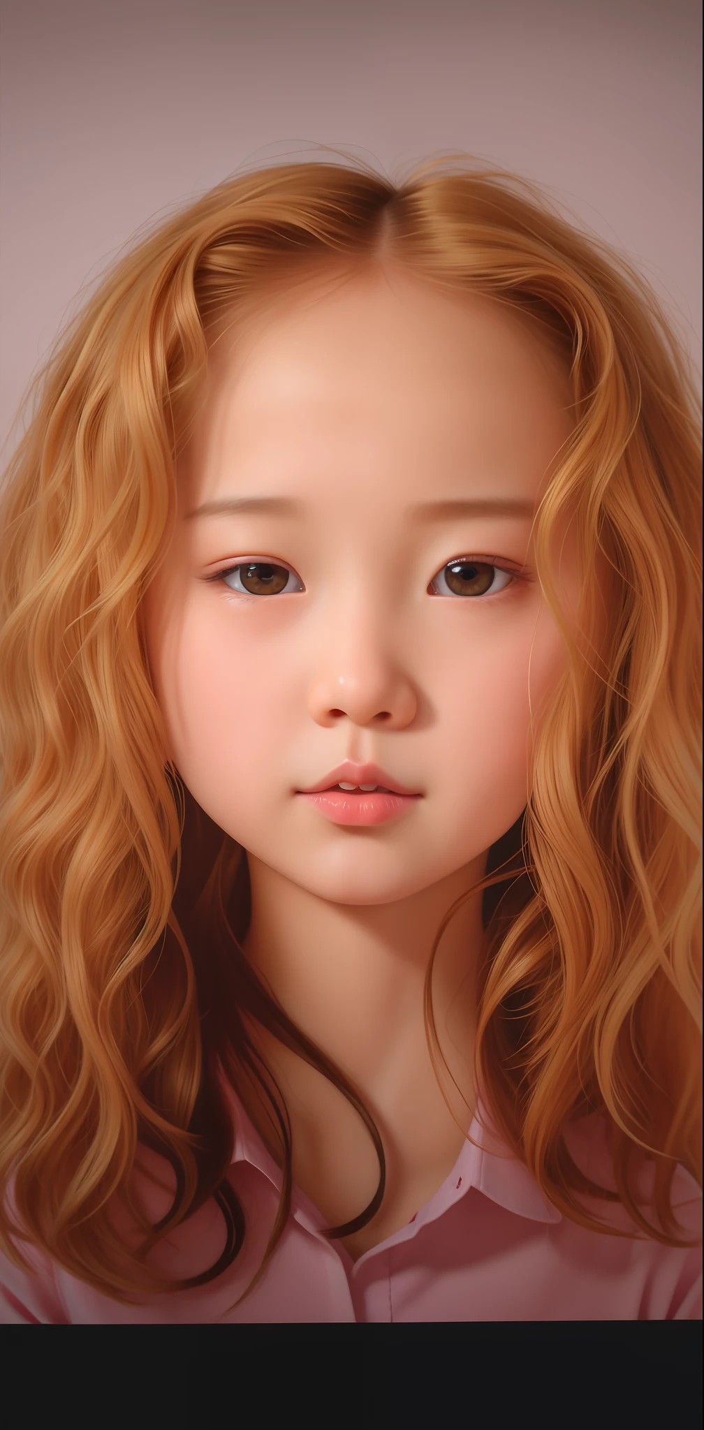 there is a niña with long hair and a pink shirt, yanjun chengt, retrato fotorrealista, Hana Alisa Omer, niña, retrato de estudio realista, cute niña, portrait niña, retrato realista kawaii, retrato frontal de una niña, joven asiática, pintura realista linda chica, cara joven y linda, labios sensuales, adolescente hiperrealista