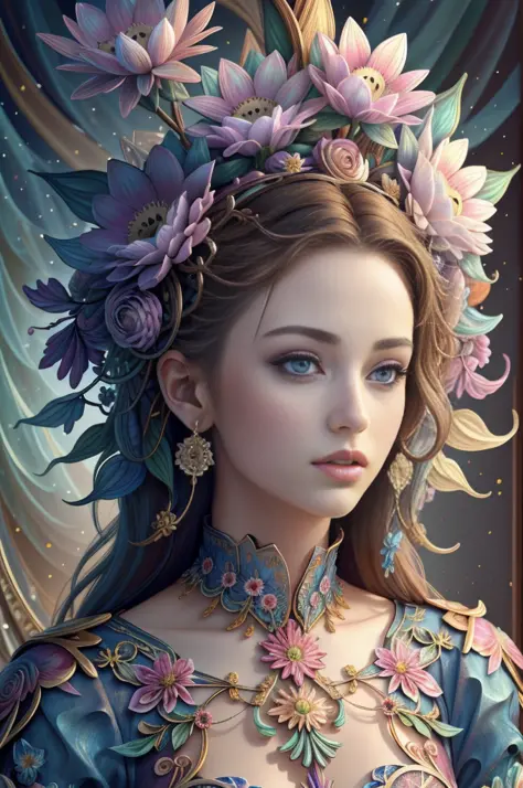 (Masterpiece, Top Quality, Best Quality, Official Art, Beautiful and Aesthetic: 1.2), (1 Flower), Upper Body, Extremely Detailed...