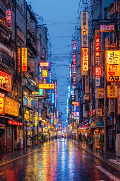 Osaka night, raining day, without crowded, masterpiece, best quality, high quality,extremely detailed CG unity 8k wallpaper, HDR...