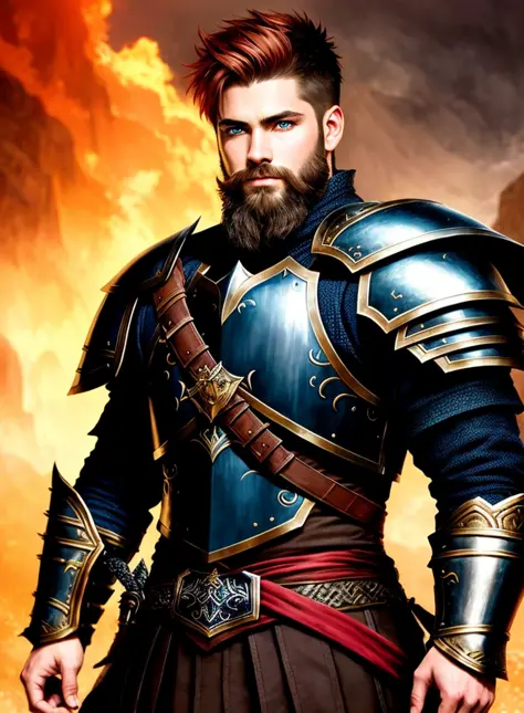 man with short beard, epic rpg portrait, fantasy male portrait, rpg portrait concept art, male warrior, fantasy concept art port...
