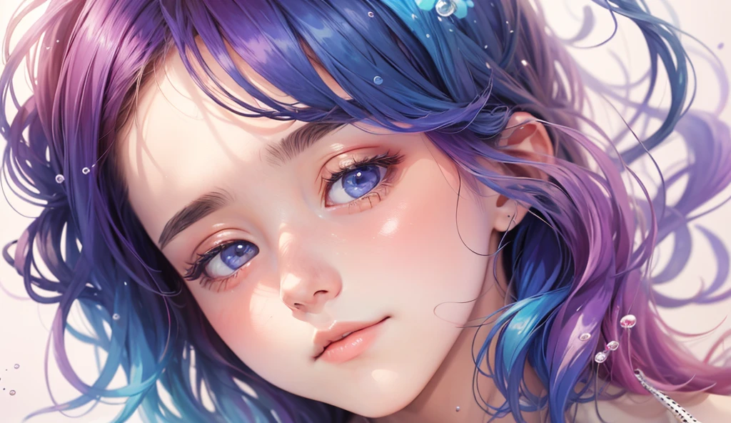 (masterpiece: 1.1, high res: 1.4), 1 girl, watercolor style, (soft blend: 1.2), fluid color, dream wash, fantasy, dream world: 1.8--v6