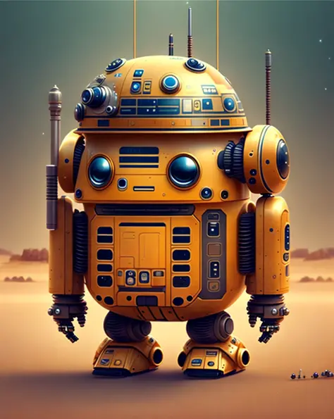 Adorable robot, in star wars style