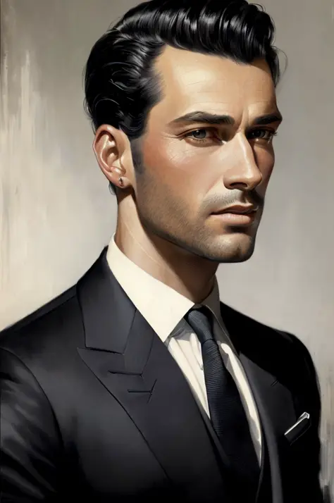 a portrait of an Hugo Boss in 1940s, beautiful painting with highly detailed face by greg rutkowski and magali villanueve, (the ...