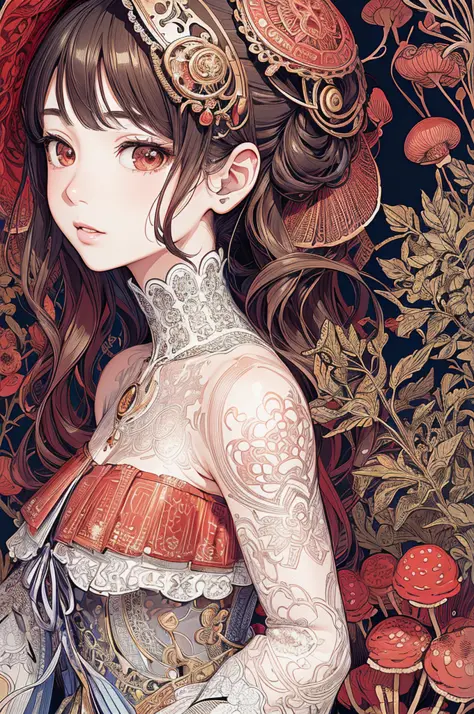 (masterpiece, top quality, best quality, official art, beautiful and aesthetic: 1.2), (1girl: 1.3), very detailed, (fractal art: 1.1), (color: 1.1) (flowers: 1.3), (by Yuko Higuchi:1.4), Higuchi Yuko,(by Yoh:1.2),(lineart),line drawing,pen drawing,zentangl...