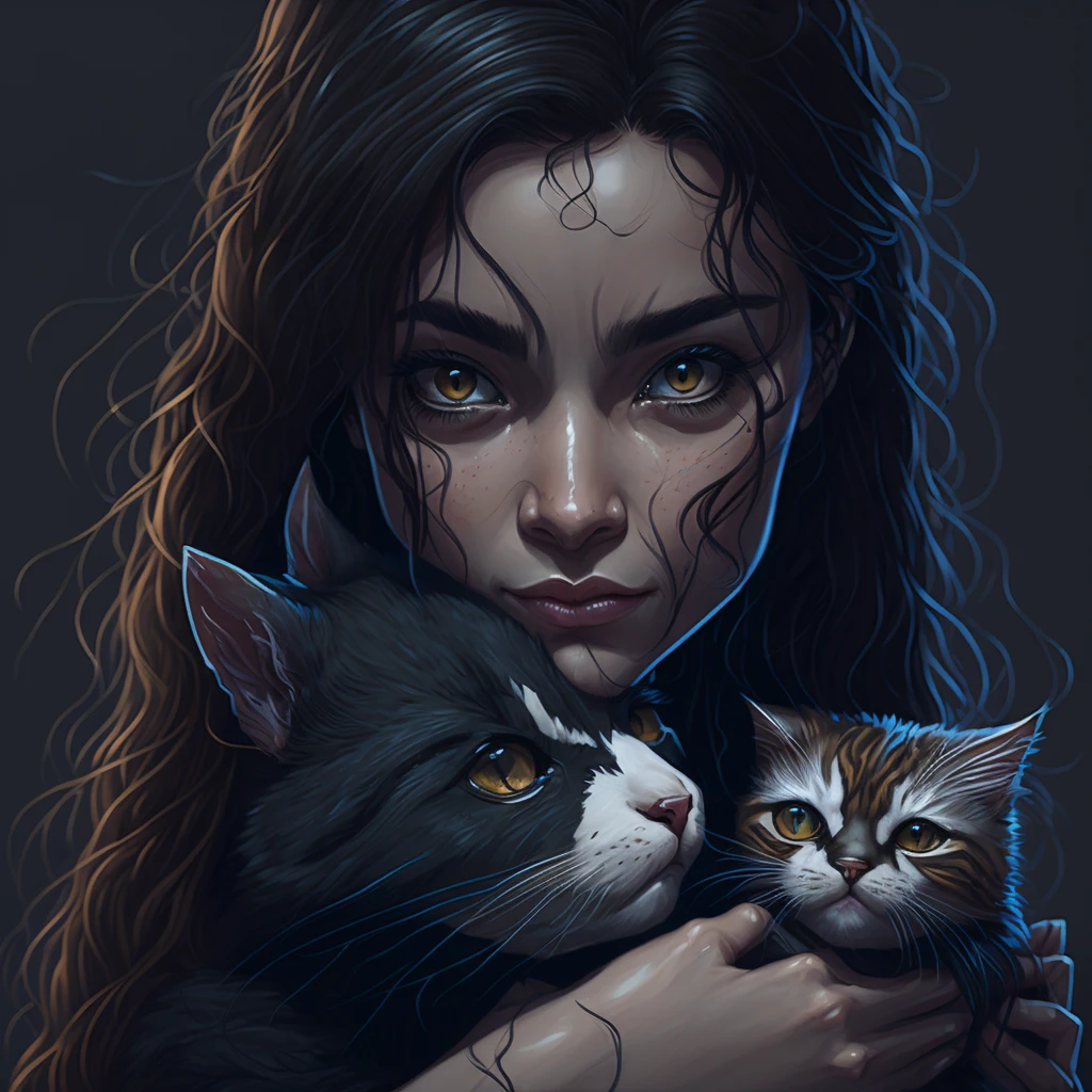 There Is A Woman Holding Two Cats In Her Arms Charlie Bowater Art