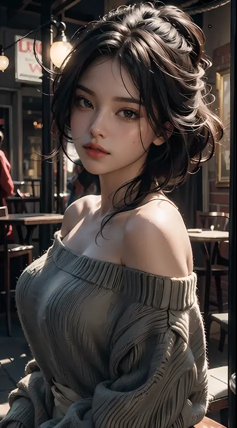 Best quality, masterpiece, ultra high res, (photorealistic:1.4), raw photo, 1girl, off shoulder, cinematic lighting