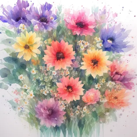 watercolor painting abstract flowers