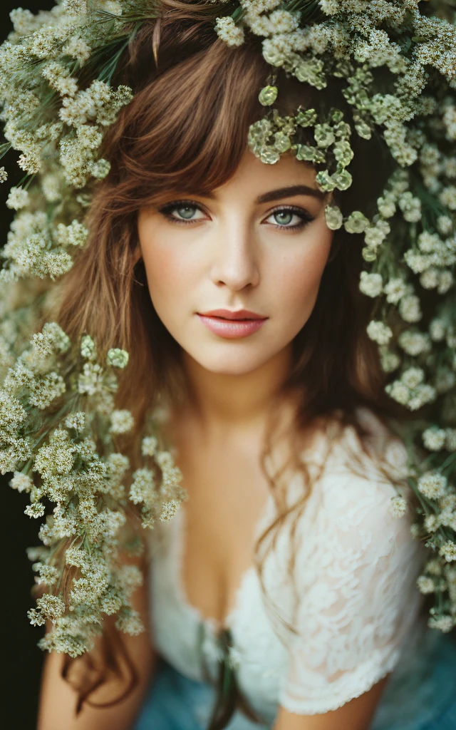 Retrato de estilo analógico de uma linda garota italiana loira