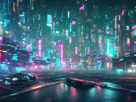 Cyberpunk city from sci-fi movie, empty streets, ((ultra detailed)), realistic, surreal, ((high quality)), ultra detailed, high ...