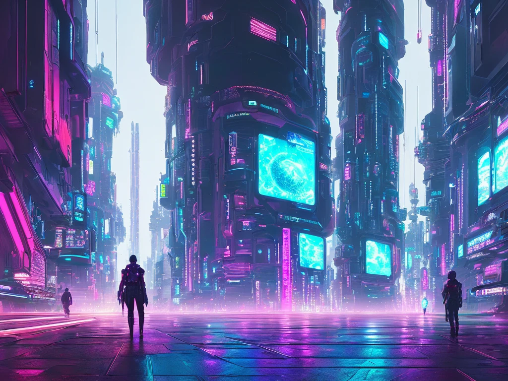 Uma obra-prima, of the melhor qualidade, (papel de parede muito detalhado da unidade CG 8k), (melhor qualidade), (melhor sombreamento), cidade futurista, Nuvens, vegetação, cidade futurista with neon lights and people walking on the street, in a cidade futurista cyberpunk, movimentada metrópole cyberpunk, cidade futurista cyberpunk, cenário cyberpunk futurista, ilustração de arte digital de ficção científica, pintura digital futurista, arstation e beeple altamente, paisagem onírica cyberpunk, estilo de arte cyberpunk, estilo de arte futurista, cidade futuristascape, cidade futurista street, retropintura digital futurista