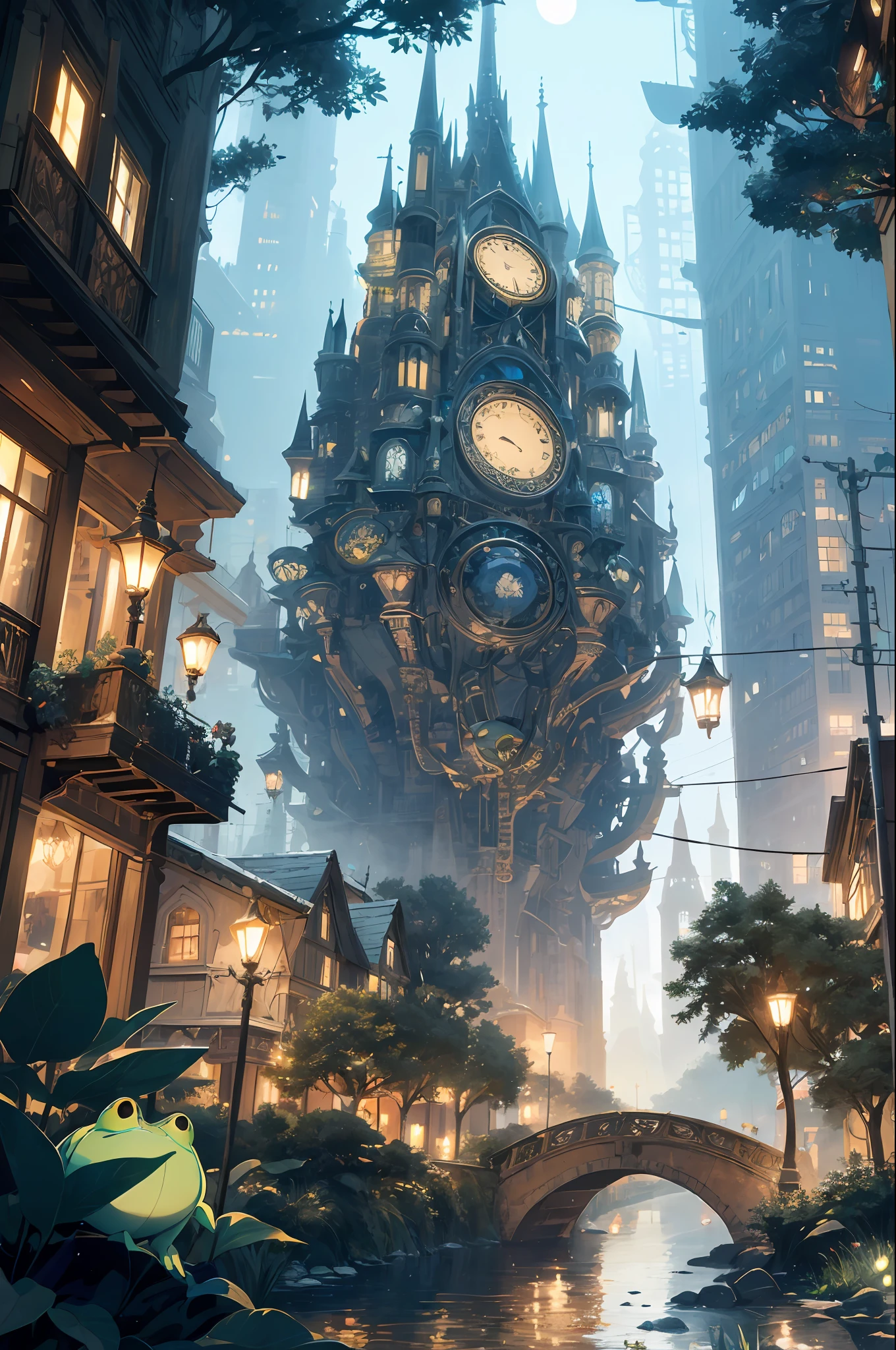 There is a clock tower in the middle of a city - SeaArt AI