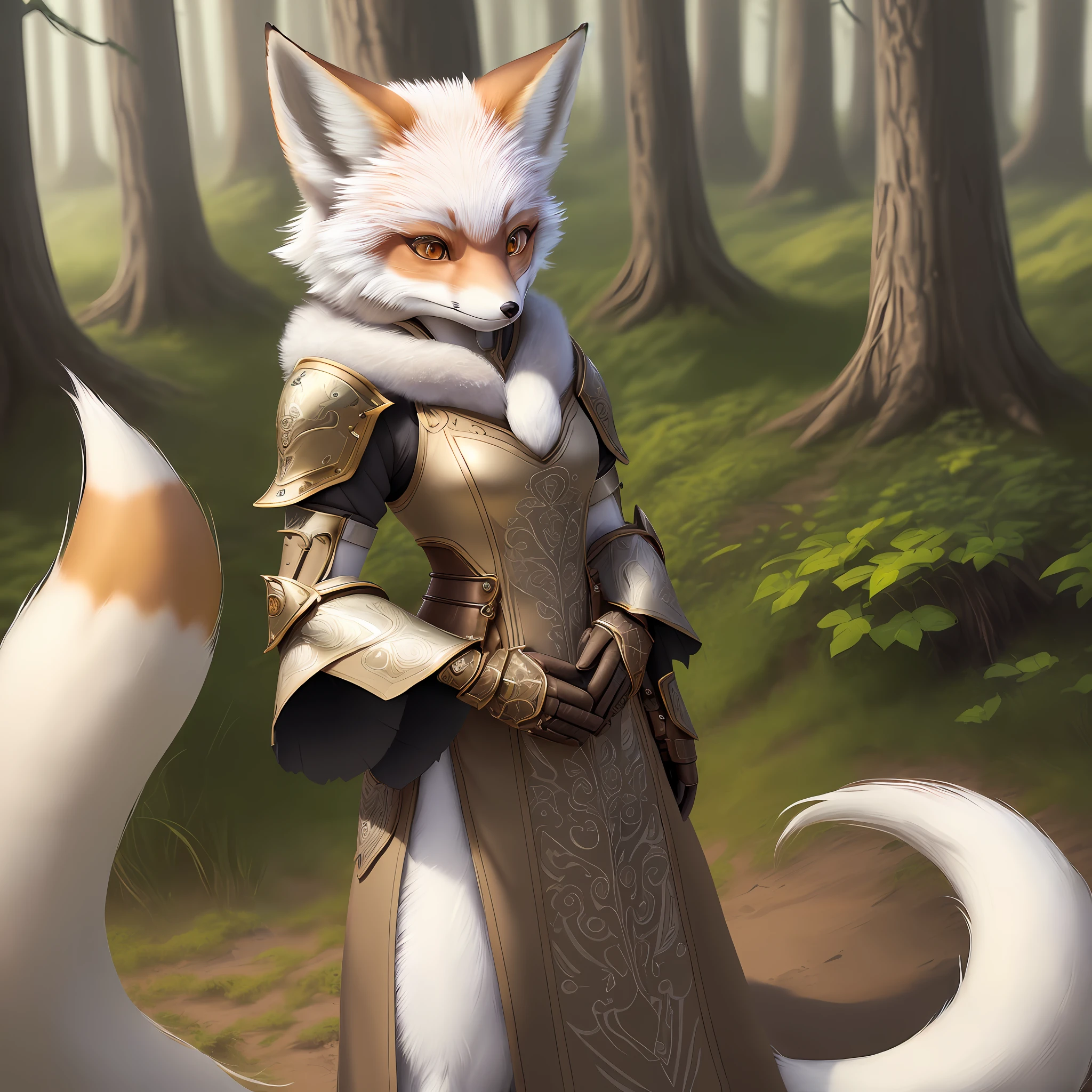 A close up of a woman in a dress and a fox - SeaArt AI