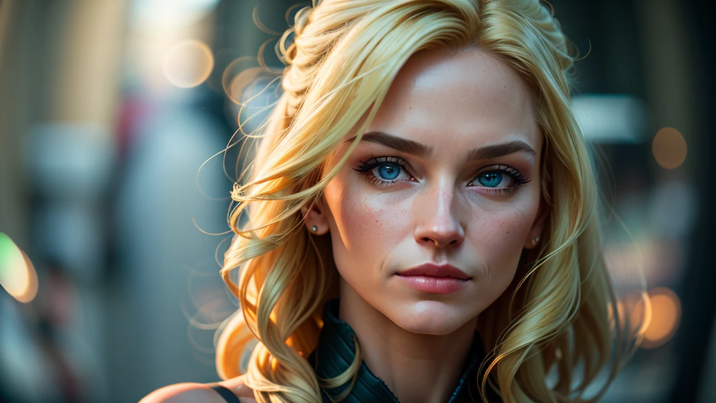 effort, tired, looking down, hair stuck back, (highly detailed face), blonde, woman, 28 years old, queen, (very detailed background: 1.0), (masterpiece), of the best quality, extremely detailed, studio quality, fisheye lens, Alex Maleev, professional, canon camera, nikon camera, sharp, bokeh, by Robert Capa