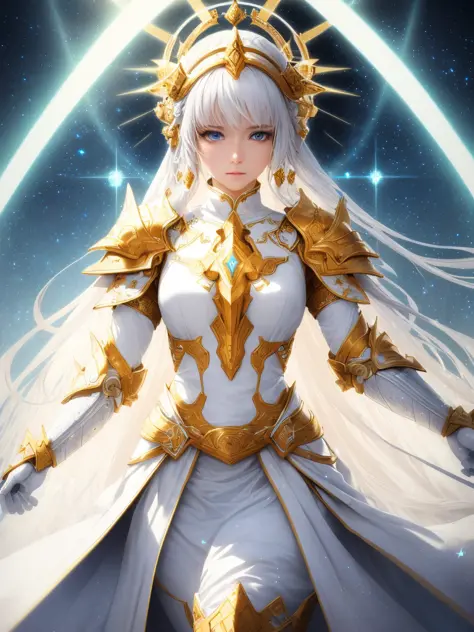 ((best quality)), ((masterpiece)), ((realistic)), woman, heavenly, deity, goddess, whose body is composed of pure energy. She ra...