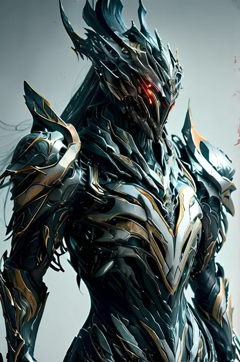 1 japanese, WARFRAME, prime,rhino prime,volt prime,saryn prime dynamic pose, intricate pattern, heavy metal, energy lines, faceless, glowing eyes, long silver hair, wind blown hair,  elegant, intense, blood red and black uniform, bloody wings, solo, desert, sunny, bright,  claws, 
dramatic lighting,
(masterpiece:1.2), best quality, high resolution,   beautiful detailed, extremely detailed, perfect lighting,  zhongfenghua, from below