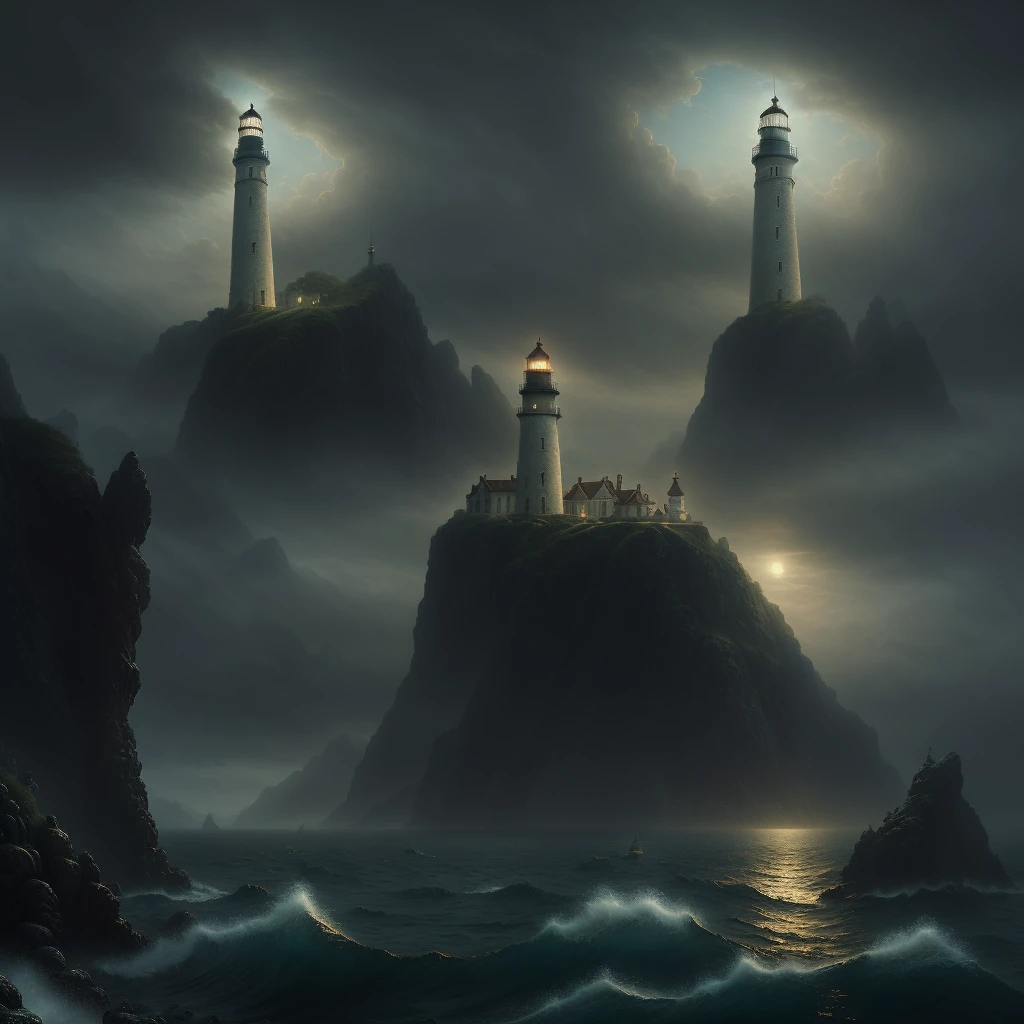 (highly detailed:1.2),(best quality:1.2),(8k:1.0),(emb-rrf-low:1.0),sharp focus,(award-winning photograph:1.2), (subsurface scattering:1.1), there is a painting of a lighthouse and a ship in the ocean, apocalyptic tumultuous sea, scylla and charybdis, fantasy sea landscape, fantasy epic digital art, 4k highly detailed digital art, dramatic concept art, epic surrealism 8k oil painting, epic fantasy digital art, epic fantasy painting, inspired by Ivan Aivazovsky, background artwork