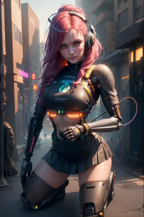 solo, masterpiece, best quality, perfect face, frontal shot of the body of one ((extremely delicate and beautiful)),(beautiful delicate face),cinematic light,((1 mechanical girl),(machine-made joints:1.4),((mechanical limbs),(blood vessels connected to tub...