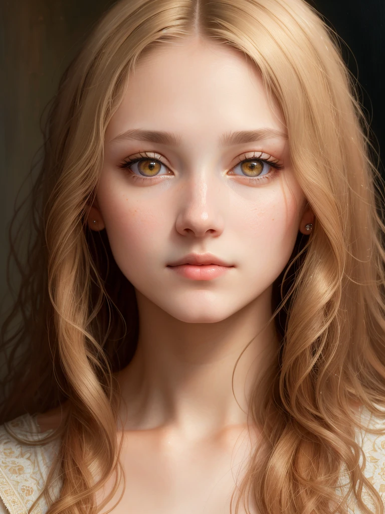 oil painting by Leonardo da Vinci, realistic photography, closeup face of Jennifer Lopes with white and messy hair, her eyes are sweet and vibrant, her face is symmetrical, silky peach skin, soft torch luminosity on the face by REMBRADT, Adobe Illustration, Trending on Artstation, 8K, hd, cinematic, masterpiece, magnificent art, best quality