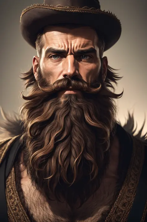 (extremely detailed 8k wallpaper), a medium shot shot of a man with a beard and mustache, fearful, intricate, high detail, dramatic, thin, and clear ground eyes, which tall, full body.