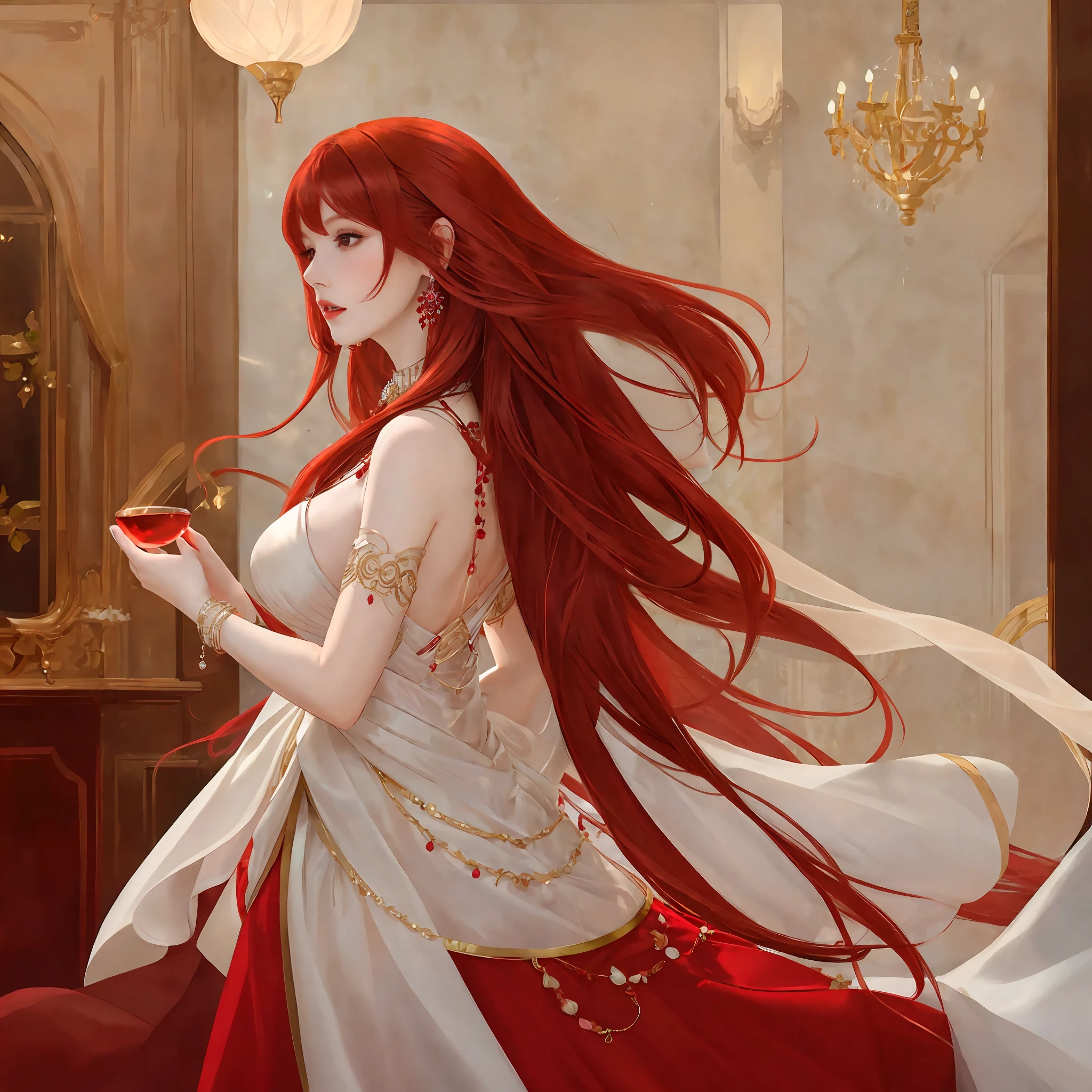 Anime Elegant Red Dress