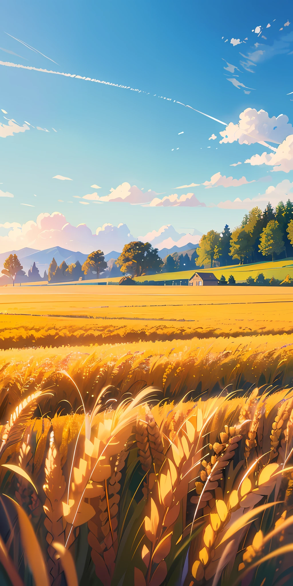 Masterpiece, best quality, (very detailed CG unified 8k wallpaper) (best quality), (best illustration), (best shade) nature harvest wheat, super meticulous --v6, people working in the fields