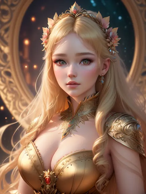 ((best quality)), ((masterpiece)), (detailed), close-up, person wearing dress, (Behance contest winner:1.2), fantasy art, , 3D goddess portrait, style of wlop, captivating lighting, 8k resolution, striking facial expression, (elaborate costume details:1.3)...