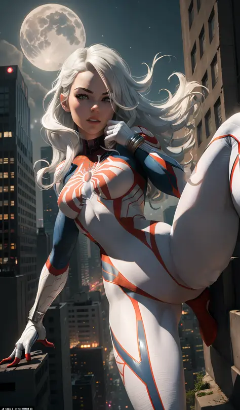 spider - man posing on a ledge in a city at night, 3 d render character art 8 k, 4k highly detailed digital art, ross tran 8 k, spider gwen, extremely detailed artgerm, 8k comic art, 8k high quality detailed art, cgsociety 4k, cgsociety 4 k, 4k detailed di...