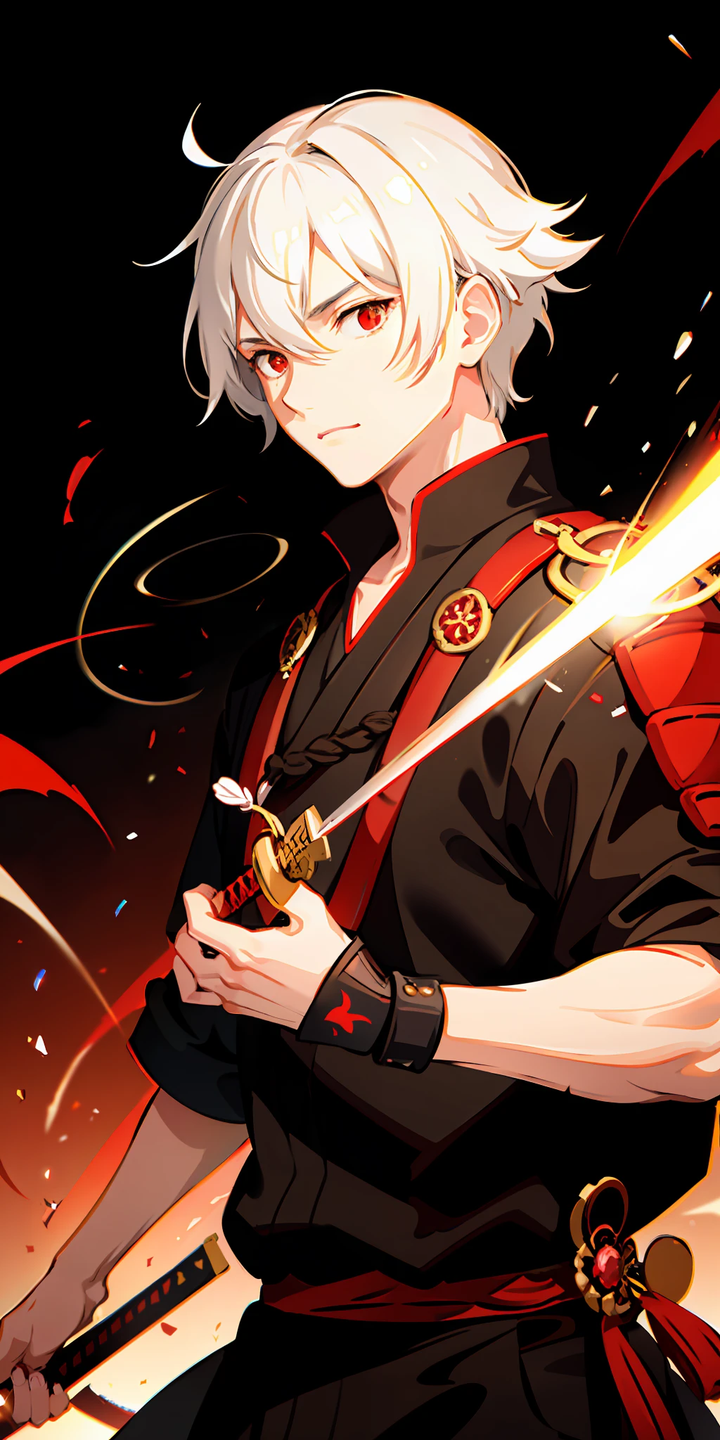 Anime - style image of a man with white hair holding a sword - SeaArt AI