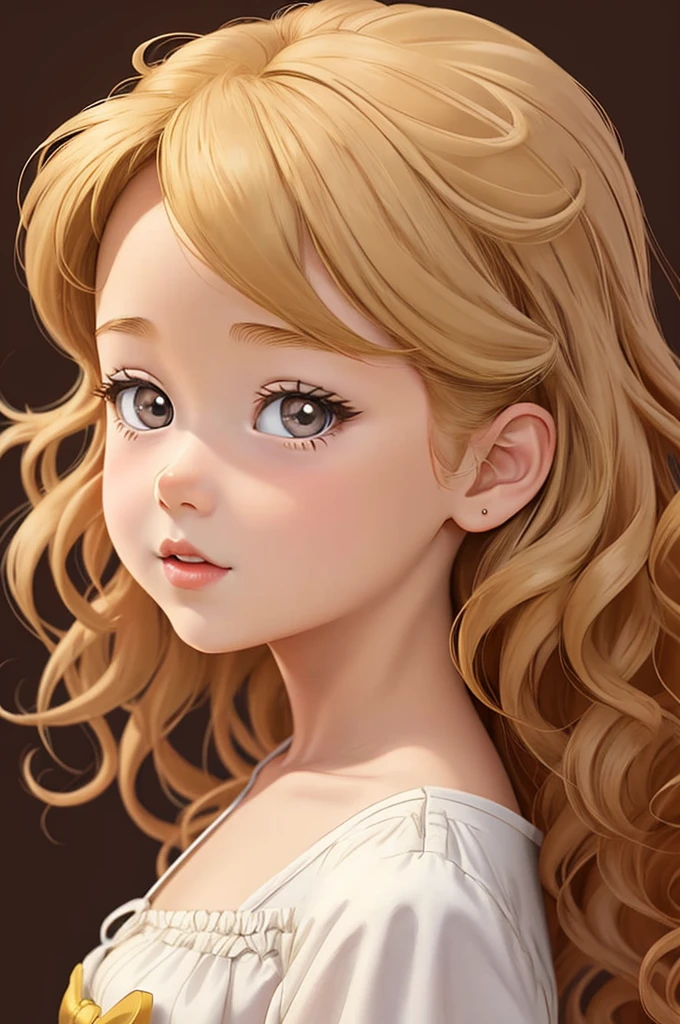 children's cartoon girl, child, cute, neutral front pose, curly blonde hair, inspired by disney, not anime, classic art, digital drawing, inspired by Marco Bucci,