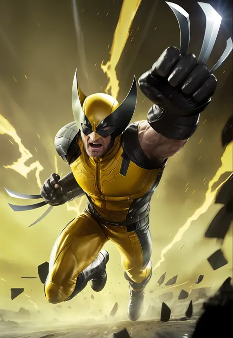 Hugh Jackman, Wolverine, x-men, yellow and black leather suit.