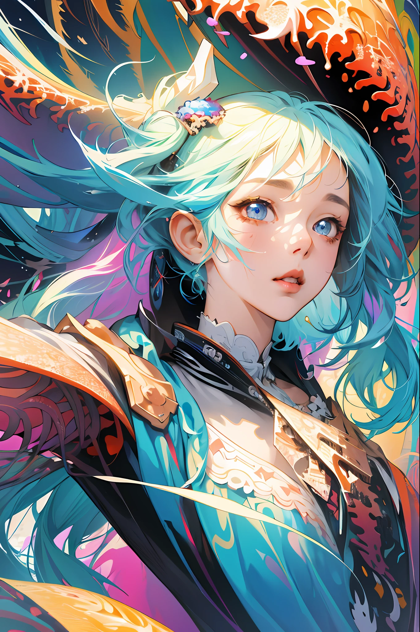 absurdres, highres, ultra detailed, 1girl, solo, extremely detailed eyes, (official art, beautiful and aesthetic:1.2), (1girl), extreme detailed,(fractal art:1.3),colorful,highest detailed