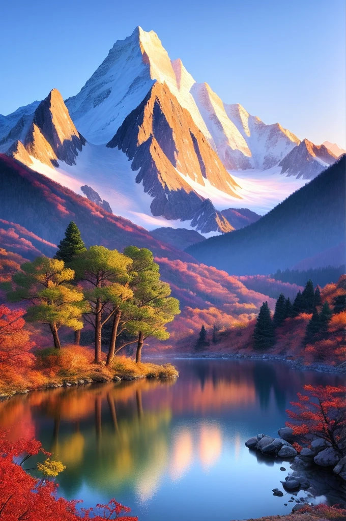 with the message "Thank you!" a beautiful korean mountain with lake, (masterpiece), (portrait), (raw photo), (extremely detailed CG unity 8k wallpaper) Intricate, Sharp focus, dramatic, photorealistic  art