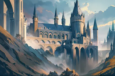 hogwarts school of witchcraft and wizardry, painting concept art, fantasy concept art, concept art stunning atmosphere, concept ...