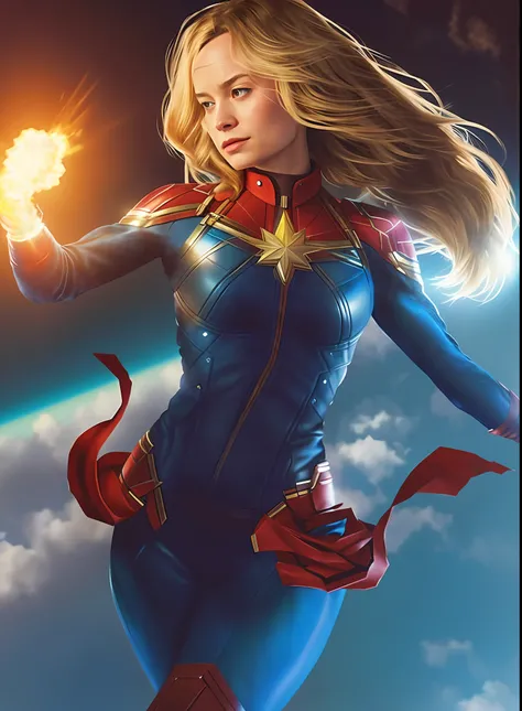 Captain marvel, medium hair, leather suit. - SeaArt AI