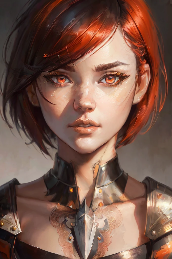 A closeup of a woman with red hair and a sword, Rossdraw portrait, Rossdraw 1. 0, :: Rossdraws, RossDraws, RossDraws, Wlop Rossdraws, CGSetivity Portrait, RossDraws, 2. 0, inspired by Rossdraws, Alexandra Fomina Artstation, Awesome Digital Illustration, Cute Cyborg Girl, Lois Van RossDraw, Bark, Berserk Shell, Berserk Anime