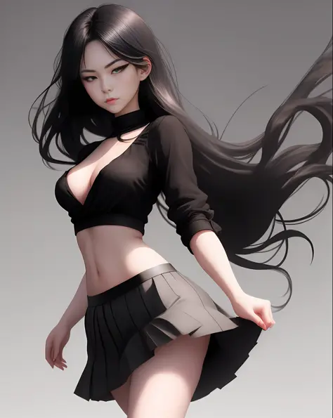 Anime style, large pointed breasts, well-defined features and shadows, a  beautiful girl with a sad look, small face - SeaArt AI