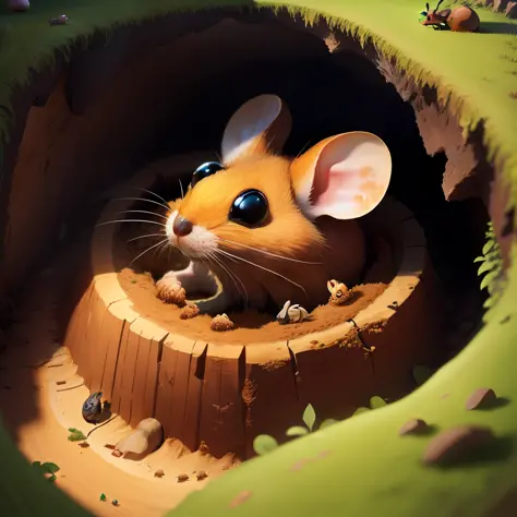 sinkhole anthill with a mouse head