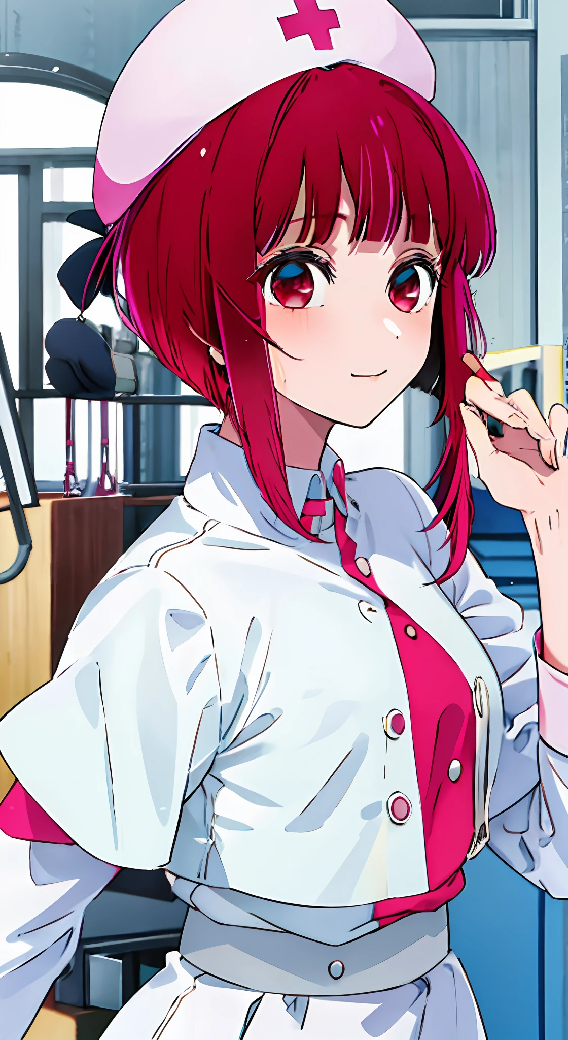 Anime character with red hair and a nurse uniform - SeaArt AI