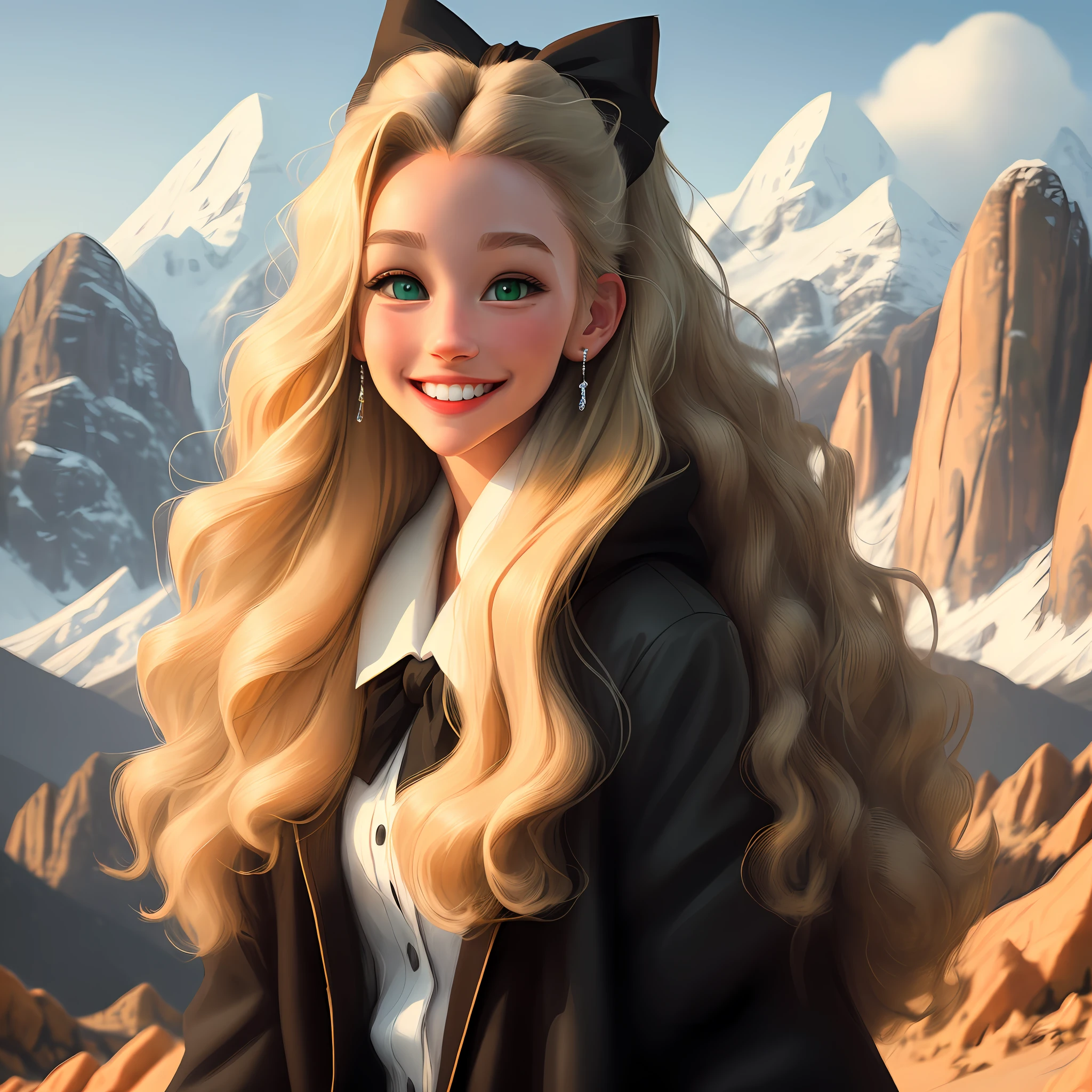 Arafed image of a girl with long blonde hair and a cat ear - SeaArt AI