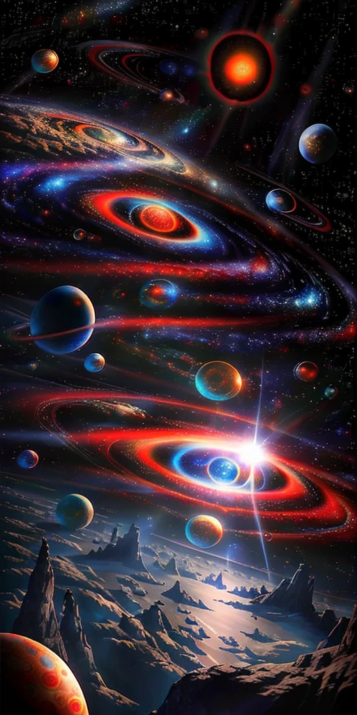 杰作, 最好的质量, 高质量, 极其详细 CG unity 8k wallpaper, 景深, 人类发展报告,,真实感,极其详细, 错综复杂, 高细节, 宇宙, 空间, 星系, 星星, 行星, 天文学, 宇宙, 天上的, 星云, 黑洞, 太阳系, 宇宙射线, 超新星, deep 空间, 天文物体