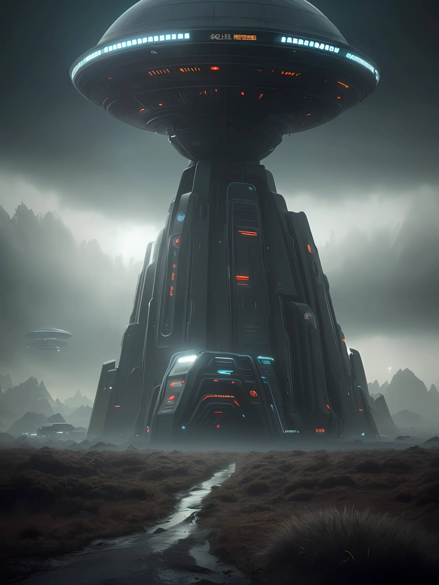 .(surréaliste:1.4), un monde extraterrestre, (beaucoup de créatures étranges:1.3), plusieurs bâtiments futuristes, Par Simon Stalenhag, Photoréaliste, Éclairage cinématographique, Ambiance sombre, éclairage volumétrique, pose d&#39;action, scène épique, beaucoup de détails fins, style de film, la photographie, textures naturelles, Lumière naturelle, flou naturel, photoréalisme, Rendu cinématographique, Tracé laser, la plus haute qualité, plus de détails, Cinématique, Effet de flou, Exposition longue, 8k, Ultra HD, éclairage naturel, éclairage maussade, Cinématique Lighting, hyper réaliste, vibrant, 8k, détaillé, Ultra détaillé, tons apaisants, couleurs sourdes