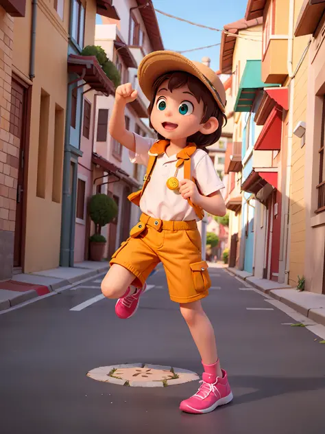 kid explorer, streets made of candy y fruits