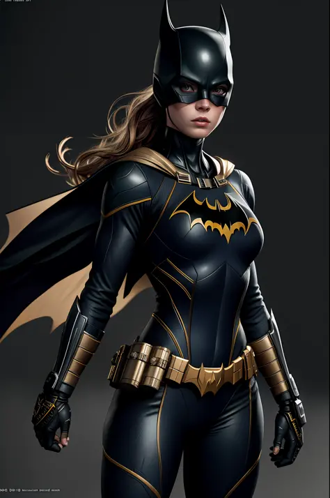 (8k, RAW photo, best quality, masterpiece:1.2), ultra detailed, official art, photo-realistic:1.37, upper body shot, DC Batgirl, film grain, action pose