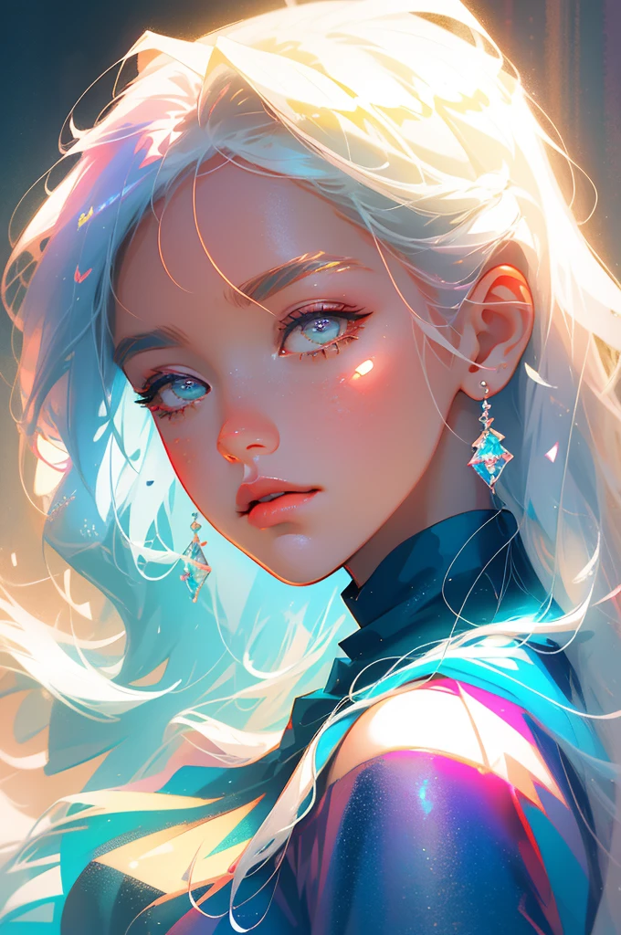 The perfect masterpiece,Highest quality,Perfect artwork,8K,
Upper Body Lens,front portrait,Delicate face,Face Close-up,Watching the audience,
Mermaid Girl,Magical transparent eyes,white hair,Red background,
Digital Art,plane illustrations,colorful illustration,minimalist style,anime cartoon style,