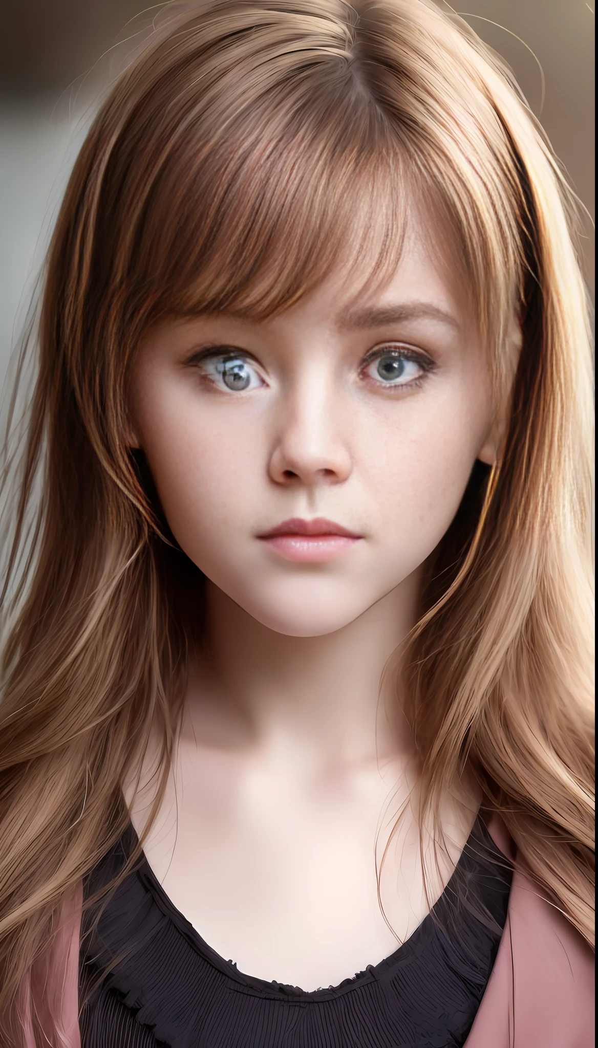 A close up of a young girl with long hair and blue eyes - SeaArt AI