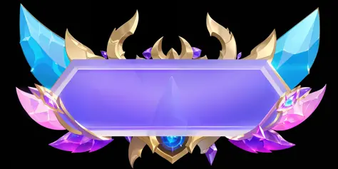 a close up of a purple and yellow winged shield with a blue eye, heartstone original art style, league of legends champion, style of duelyst, emblem of wisdom, style of league of legends, style league of legends, ability image, kda, symmetry feature, heart...