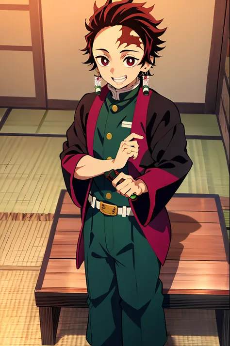 kimetsu no yaiba style, kamado tanjiro, demon slayer uniform, 1boy ...